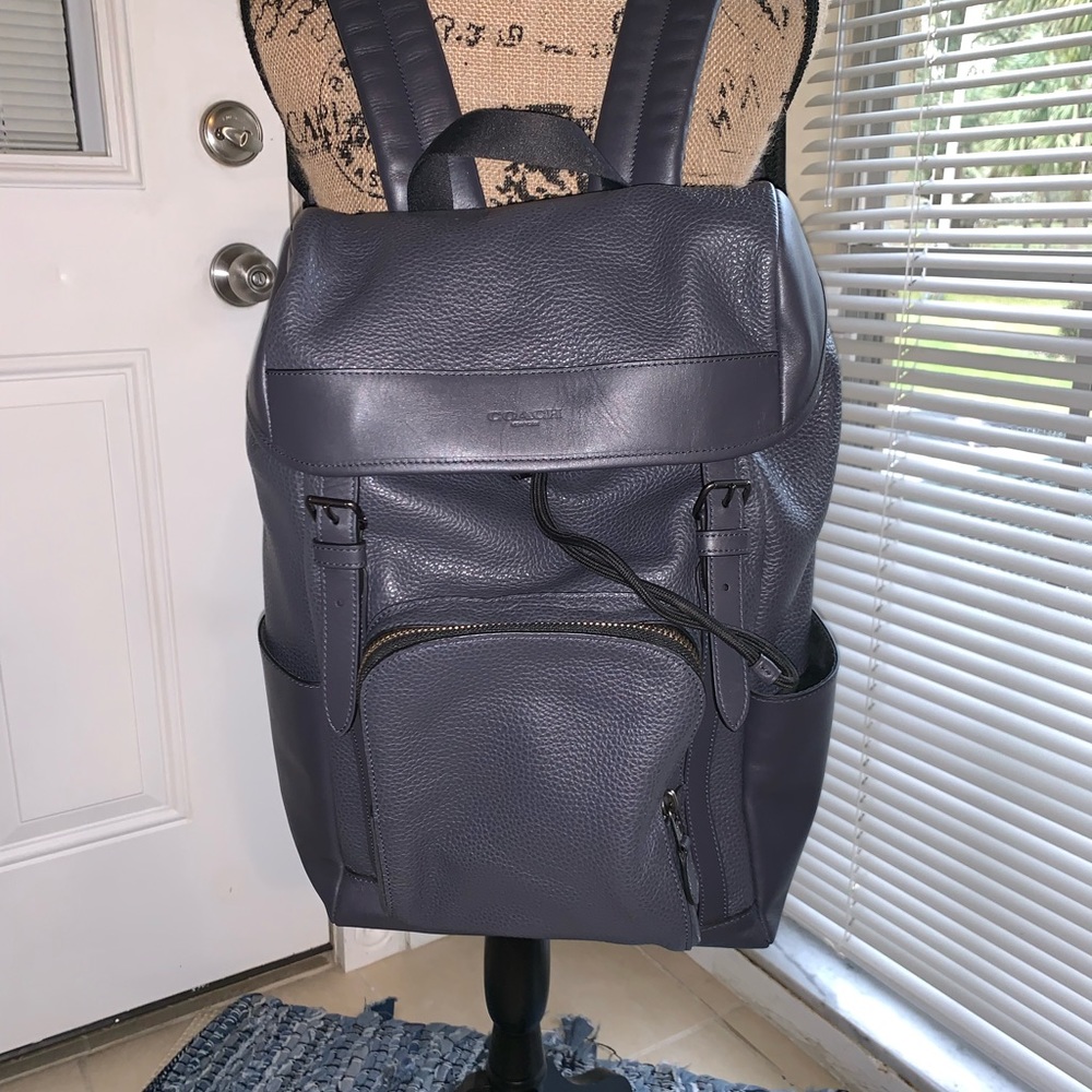 Coach Navy Leather Backpack